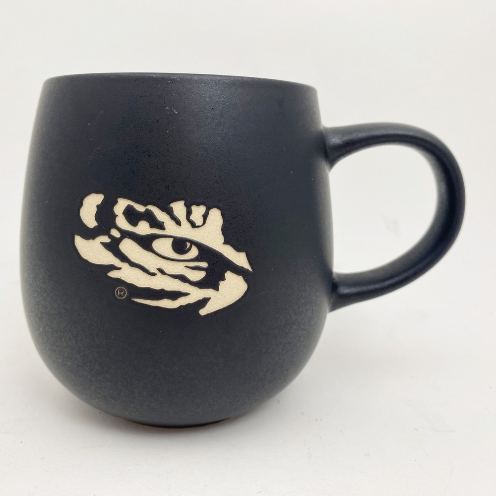LSU Tigers Etched Logo Matte Black Ceramic Coffee Mug